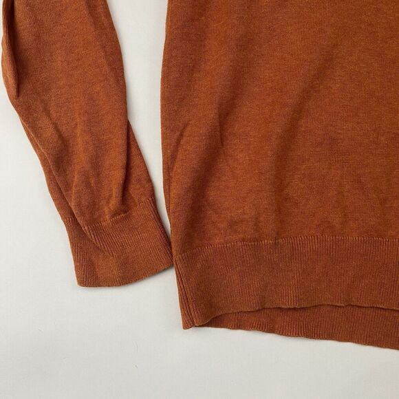 Lands End 100% Supima Cotton Orange V-Neck Sweater Sz LT Large Tall Long Sleeve - Picture 4 of 9